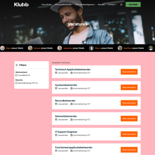 Uitzendbureau Website Join Klubb