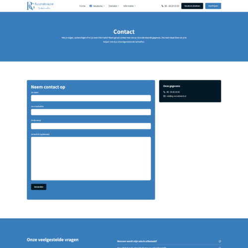 Uitzendbureau website voor RG-recruitment